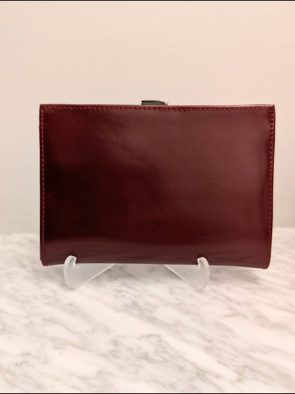 Nine West Burgundy Leather Wallet with Gold  Kisslock